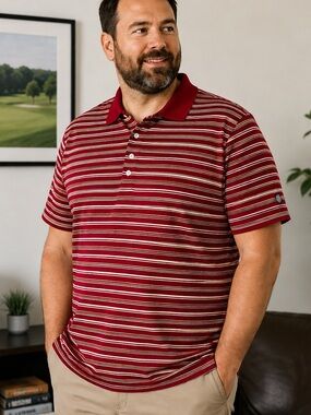 Brooks Brothers Country Club Red Striped Polo XXL Cotton Golf